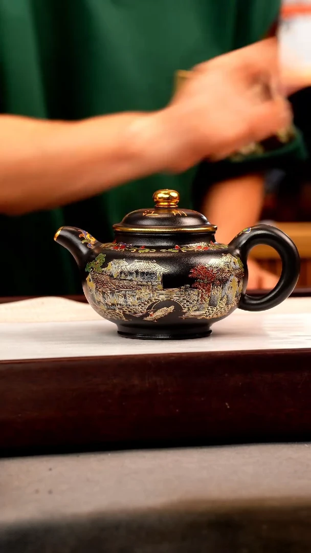 茶壶紫砂石黄 掇只 忆江南珐琅彩