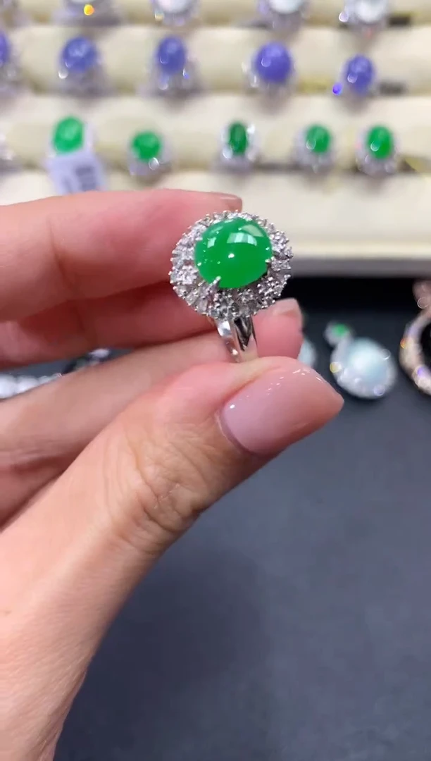 【闪购商品】翡翠戒指18K金镶嵌a206