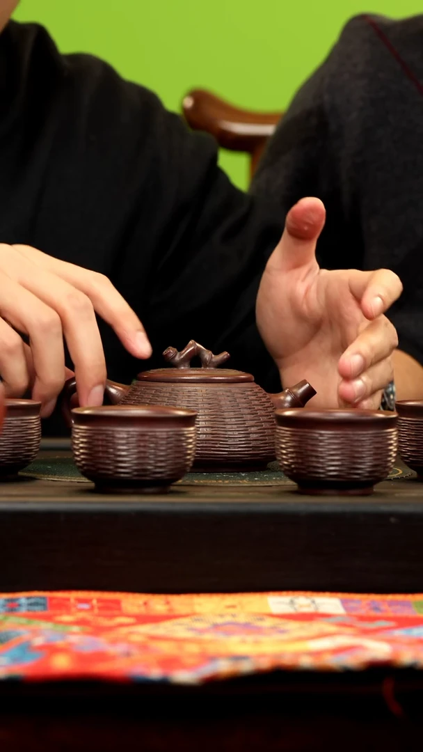 【闪购商品】紫砂茶壶BYM 红木柴烧 竹编石瓢套组