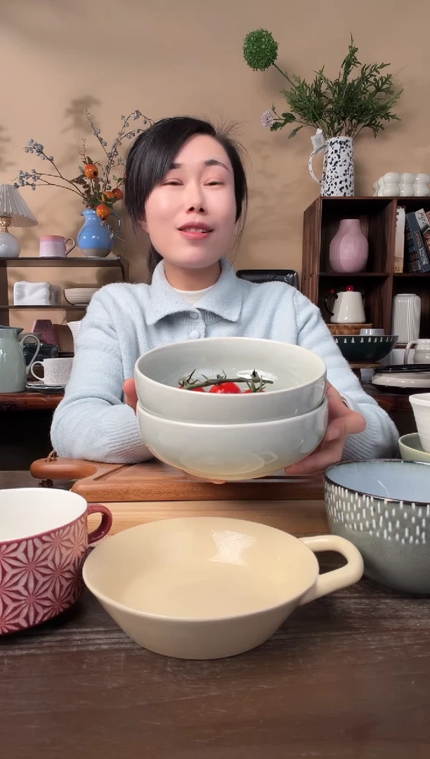 6.5英寸窑变绿钵钵碗2只微瑕