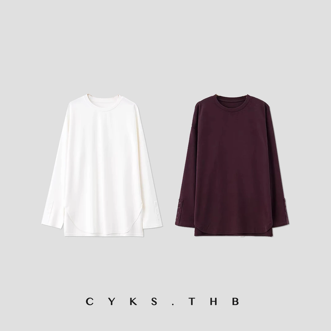 CYKS.THB | 双面织造恒温暖皮 简约设计感宽松廓版打底长袖t恤