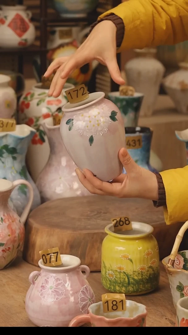 陶瓷景德镇设计师手作花器摆件侘寂风@M172@