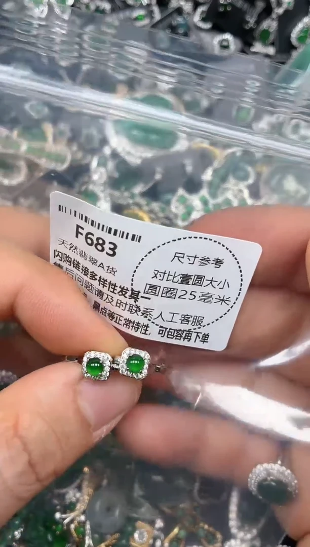 颈饰未镶嵌翡翠F683耳扣