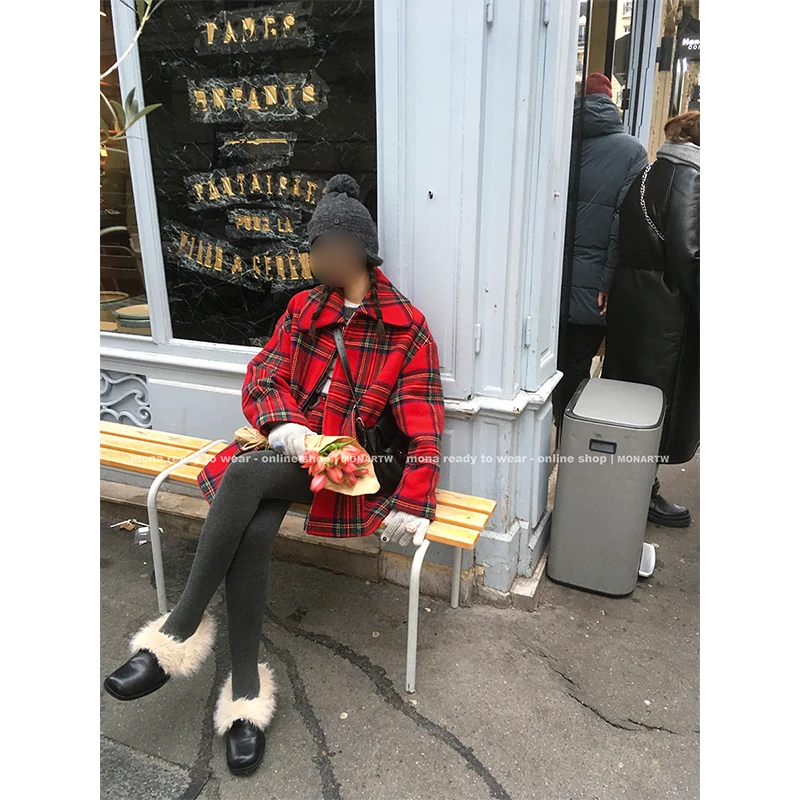 【MONARTW 】MONARTW 50羊毛复古格纹套装 O124A18445