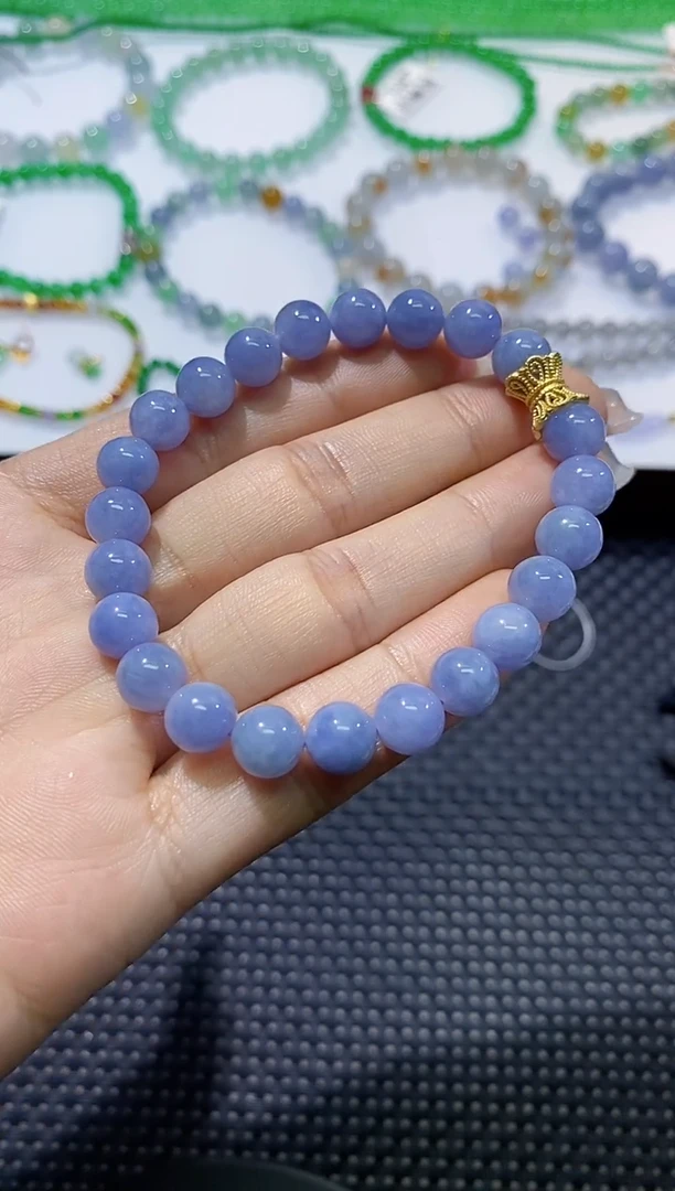 散珠翡翠卡8蓝紫手串