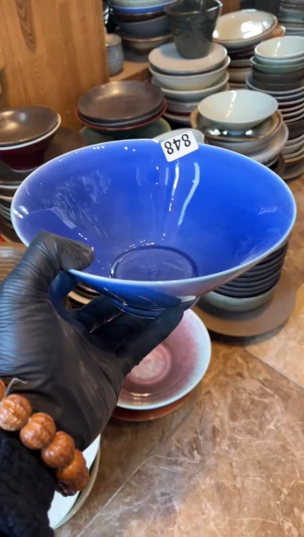 【闪购商品】瓷片848  微瑕蓝色斗碗1个