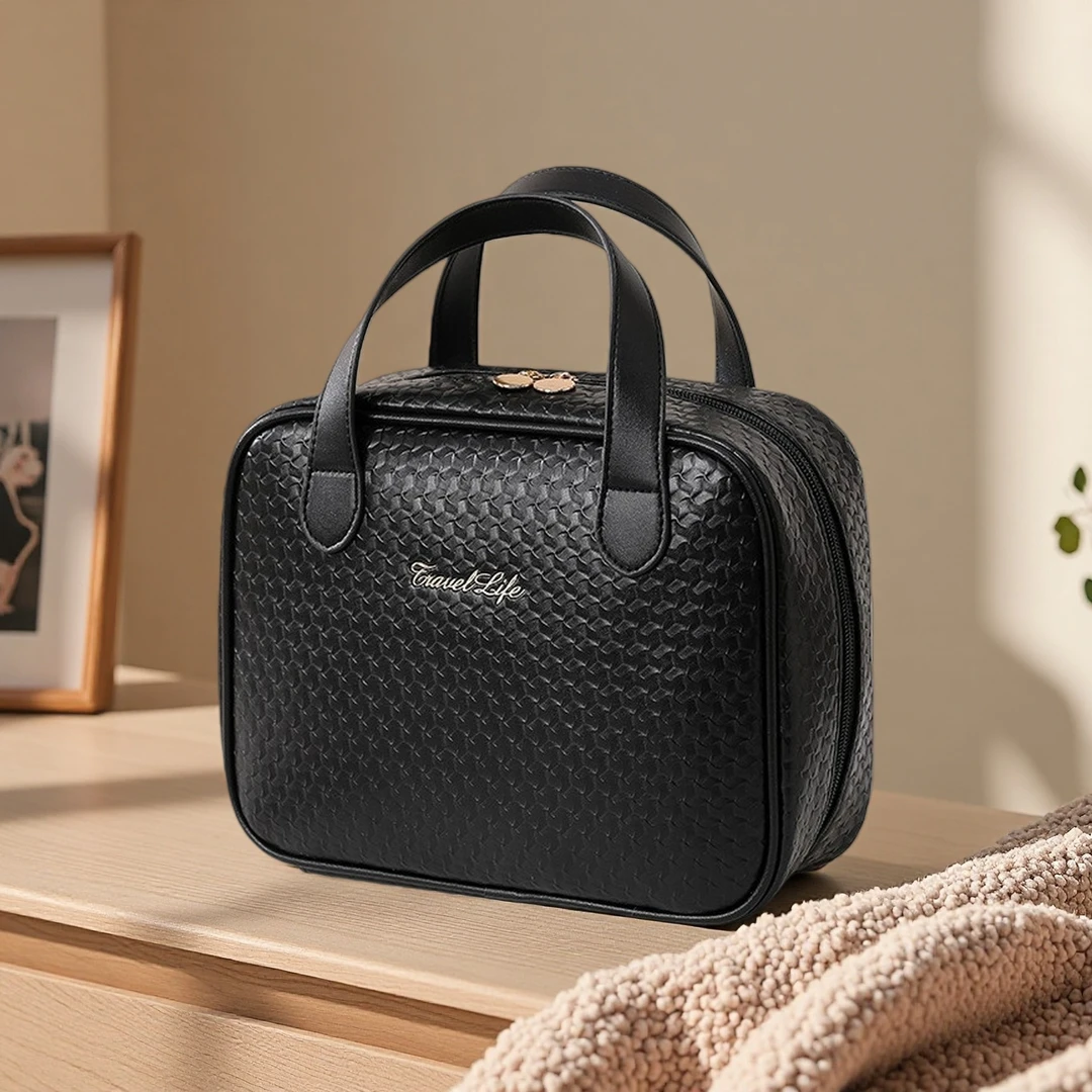 化妆包女大容量PU洗漱包便携手提化妆收纳包高级时尚洗漱品化妆袋