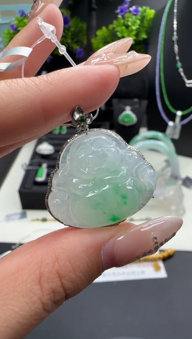 吊坠(不含链)18K金镶嵌翡翠翡翠吊坠