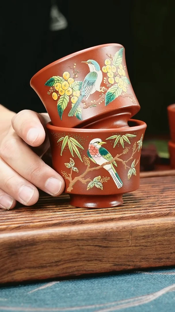 茶杯紫砂灬***°泥绘小鸟2只