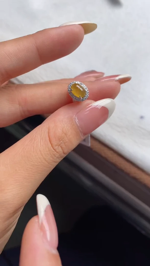 银S925镶嵌戒指翡翠天然A货翡翠