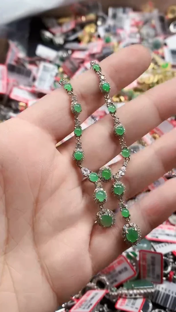 银S925镶嵌戒指翡翠天然A货缅甸翡翠