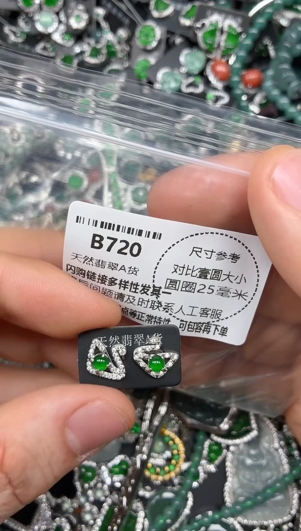 颈饰未镶嵌翡翠B720耳钉
