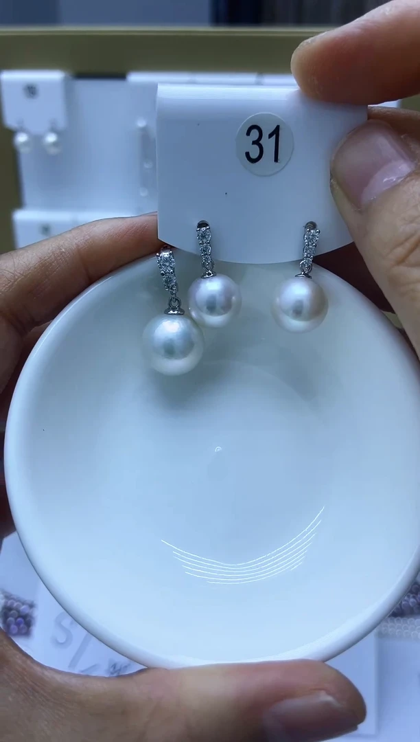 银S925镶嵌耳饰淡水珍珠31套