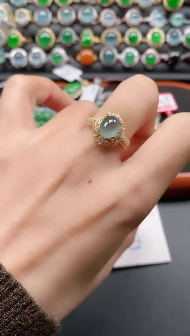 银S925镶嵌戒指翡翠11