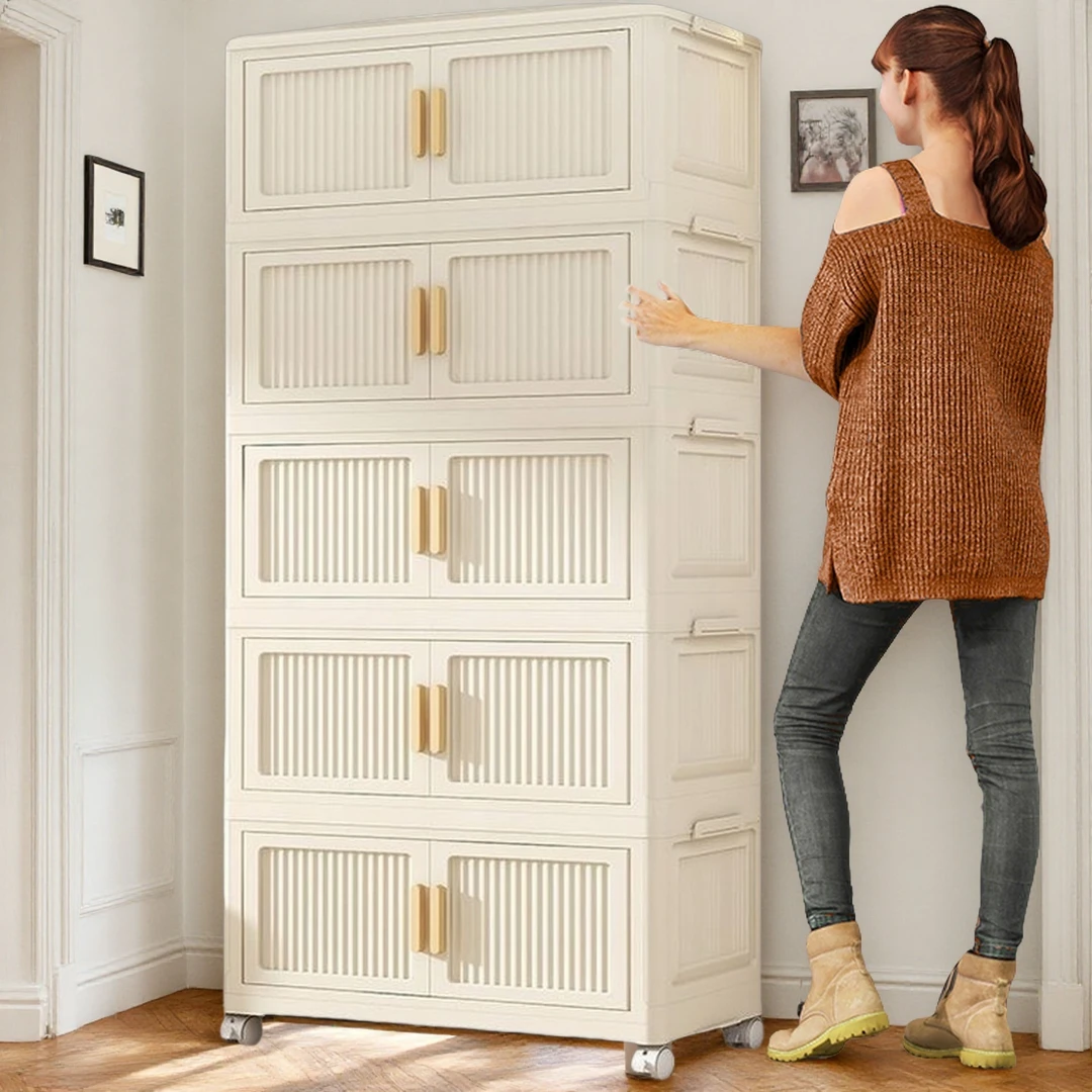 加大号折叠柜子55面宽免安装折叠收纳柜储物箱抽屉式多层收纳柜