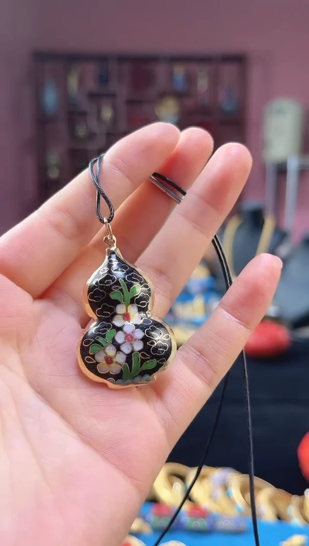 牛*非遗 景泰蓝吊坠 葫芦 黑色