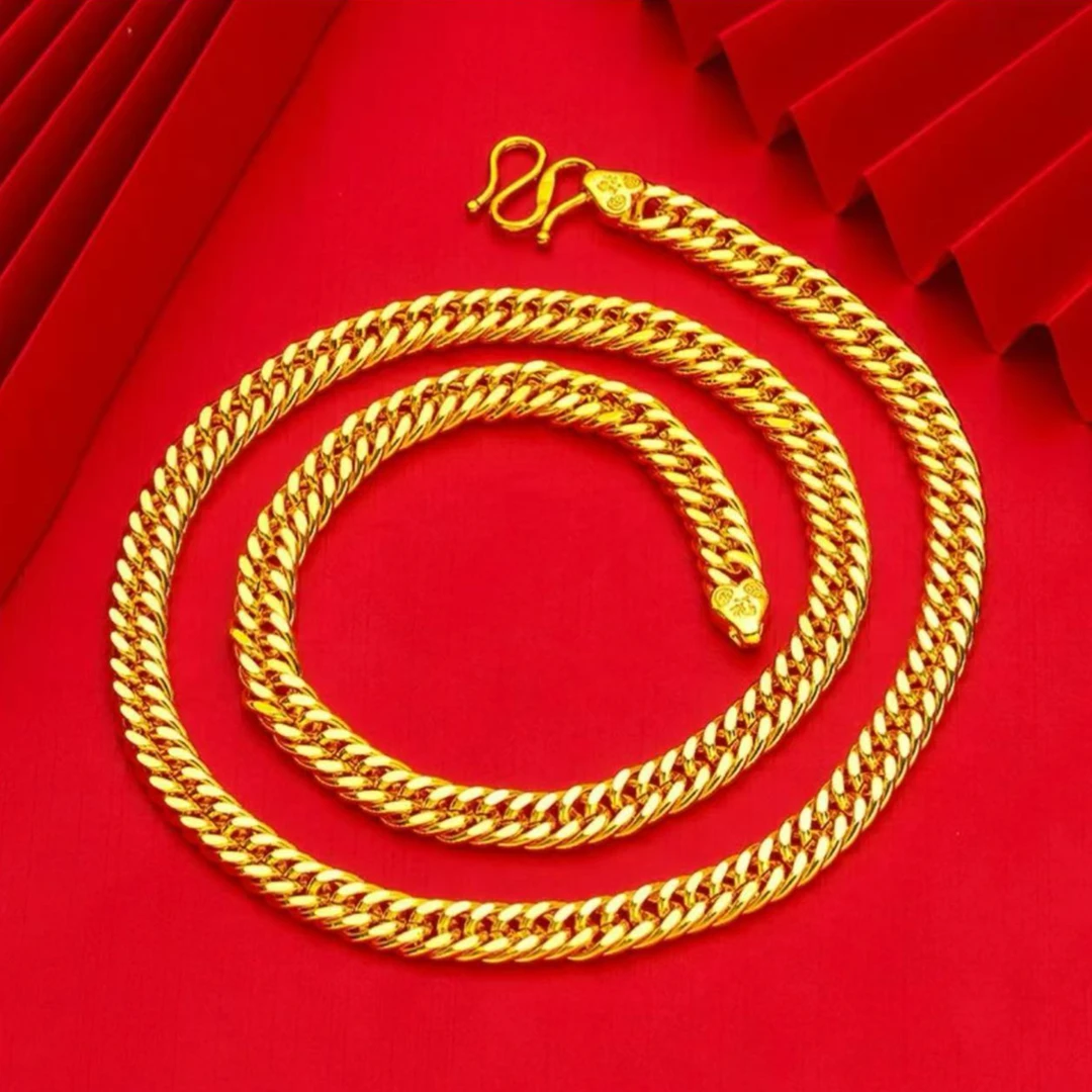 合金项链 【矿金老板项链】男士男款时尚潮流霸气素款经典百搭金色