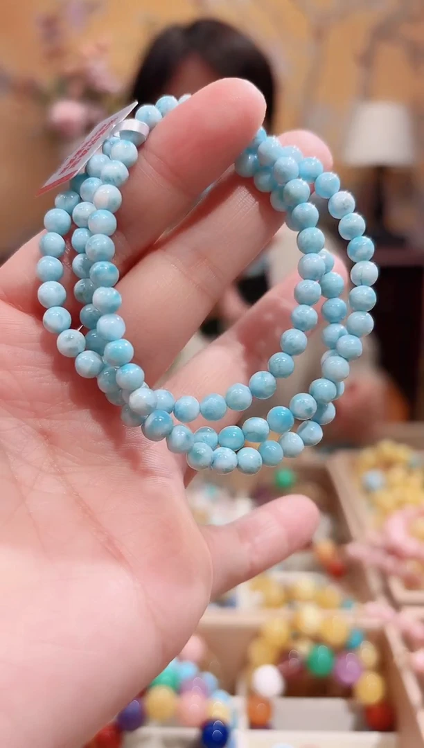 未镶嵌针钠钙石（海纹石）手链海纹石项链万能链，绕手3圈手链