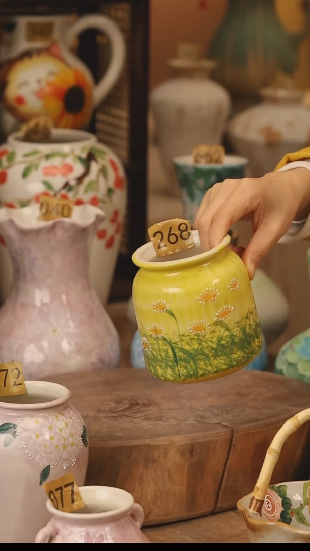 陶瓷景德镇设计师手作花器摆件侘寂风@M268@