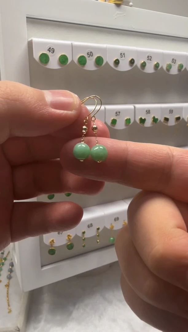 18K金镶嵌翡翠耳饰缅甸天然翡翠a货