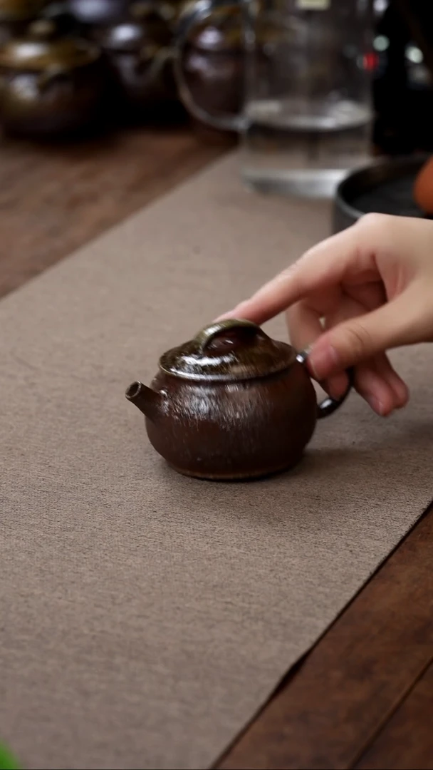 茶壶紫砂柴烧汉鼓壶