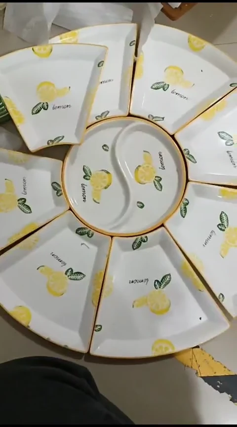 瓷柠檬拼盘九件套