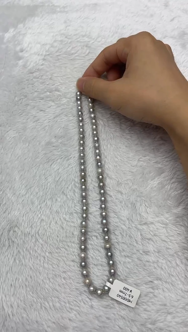 海水珍珠银S925镶嵌项链AK真多麻6.5-7mm