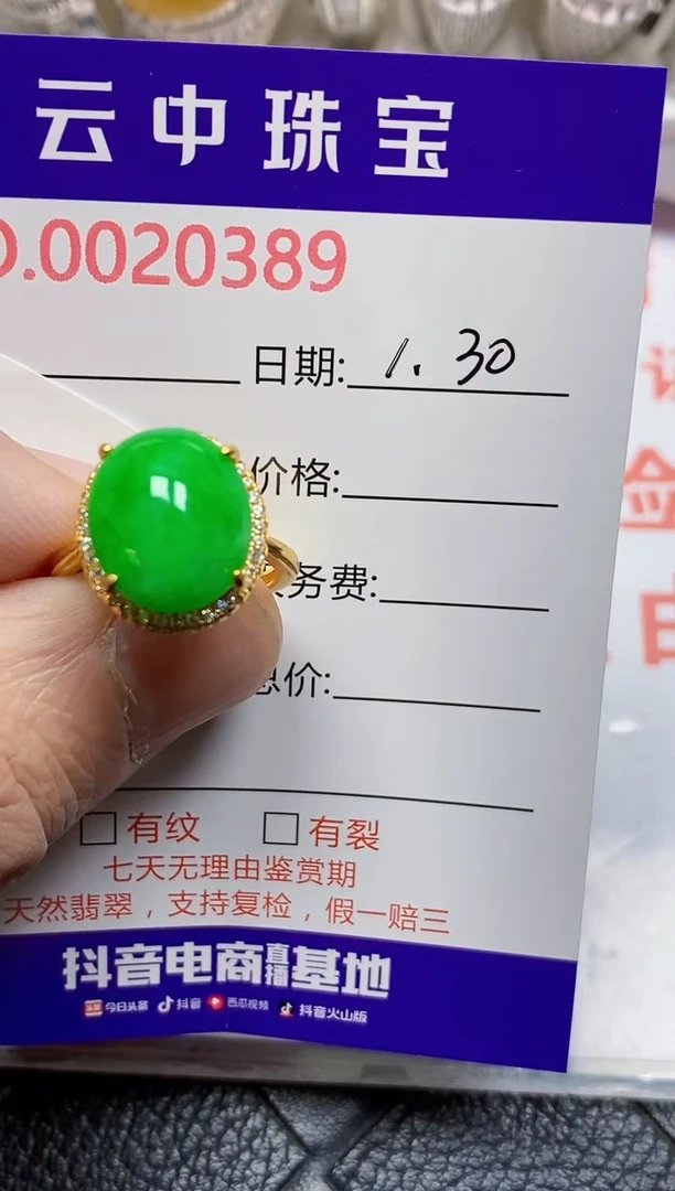 【闪购商品】翡翠戒指银S925镶嵌/0389