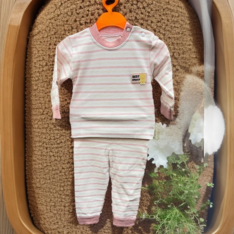 婴幼儿秋裤球衣儿童秋衣纯棉条纹保暖婴童秋冬