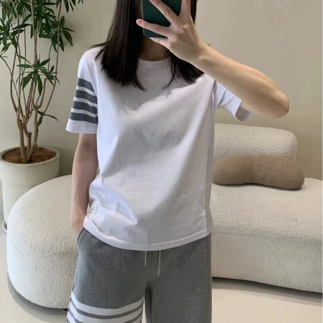 【小鱼】女款-循环色织条纹圆领短袖-经典简约时尚百搭显瘦