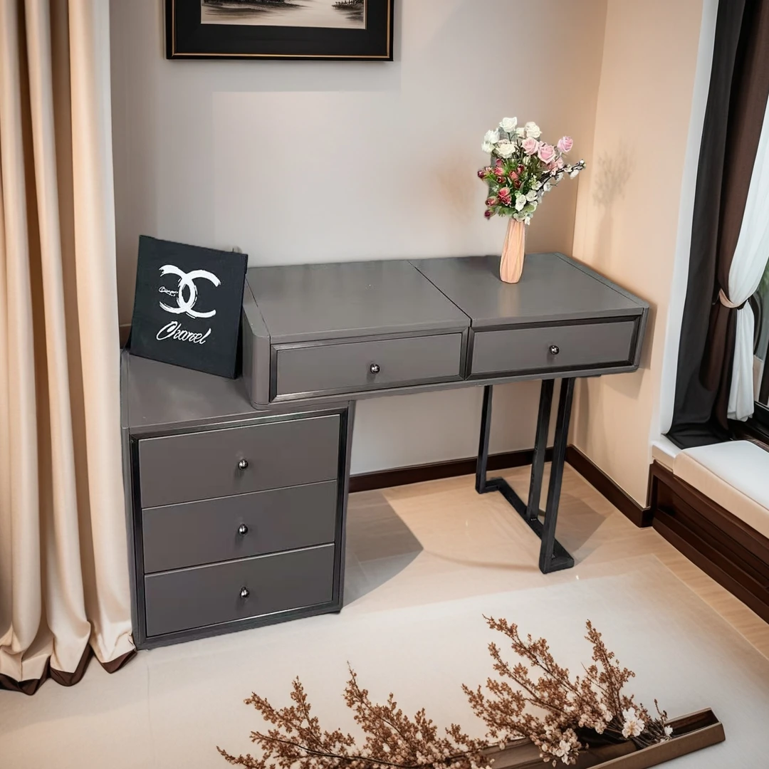 意式轻奢梳妆台卧室现代简约高级化妆桌北欧收纳柜一体网红ins风