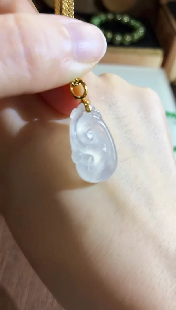 吊坠(不含链)18K金镶嵌翡翠吊坠