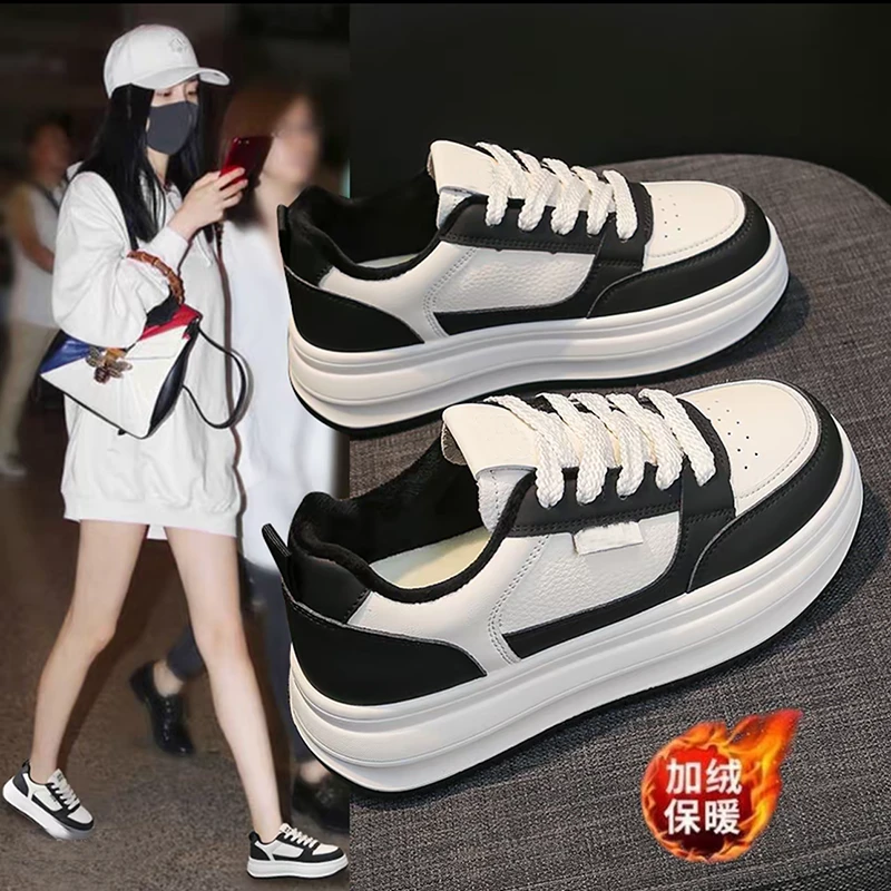 Z-1厚底百搭软底加绒小白鞋女休闲保暖防滑韩版时尚