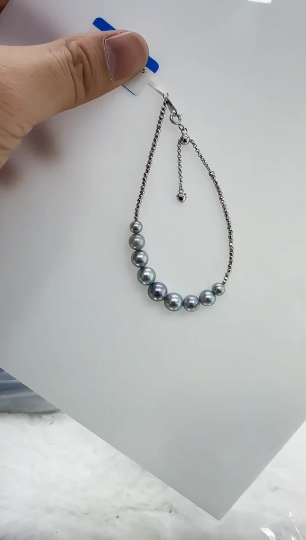 【闪购商品】海水珍珠DA银S925镶嵌c865 灰珠手链