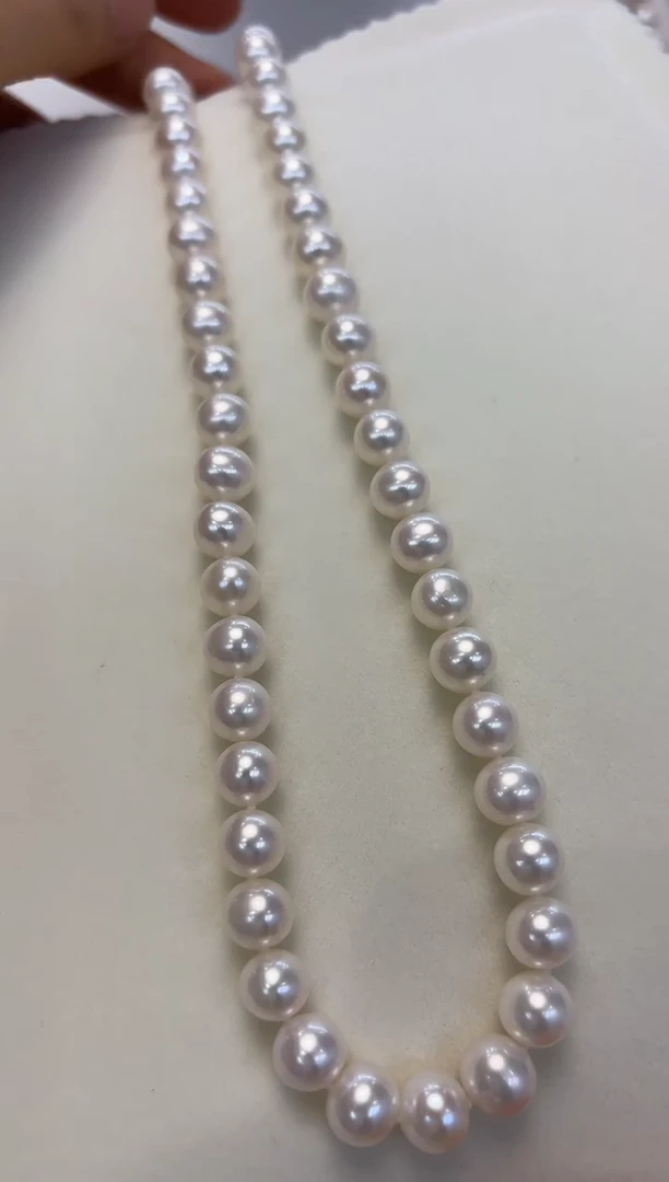 【闪购商品】淡水珍珠颈饰银S925镶嵌8.5-9.5mm无核白珠项链