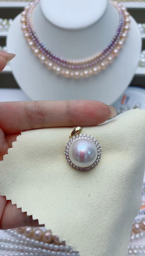 淡水珍珠银S925镶嵌颈饰W39