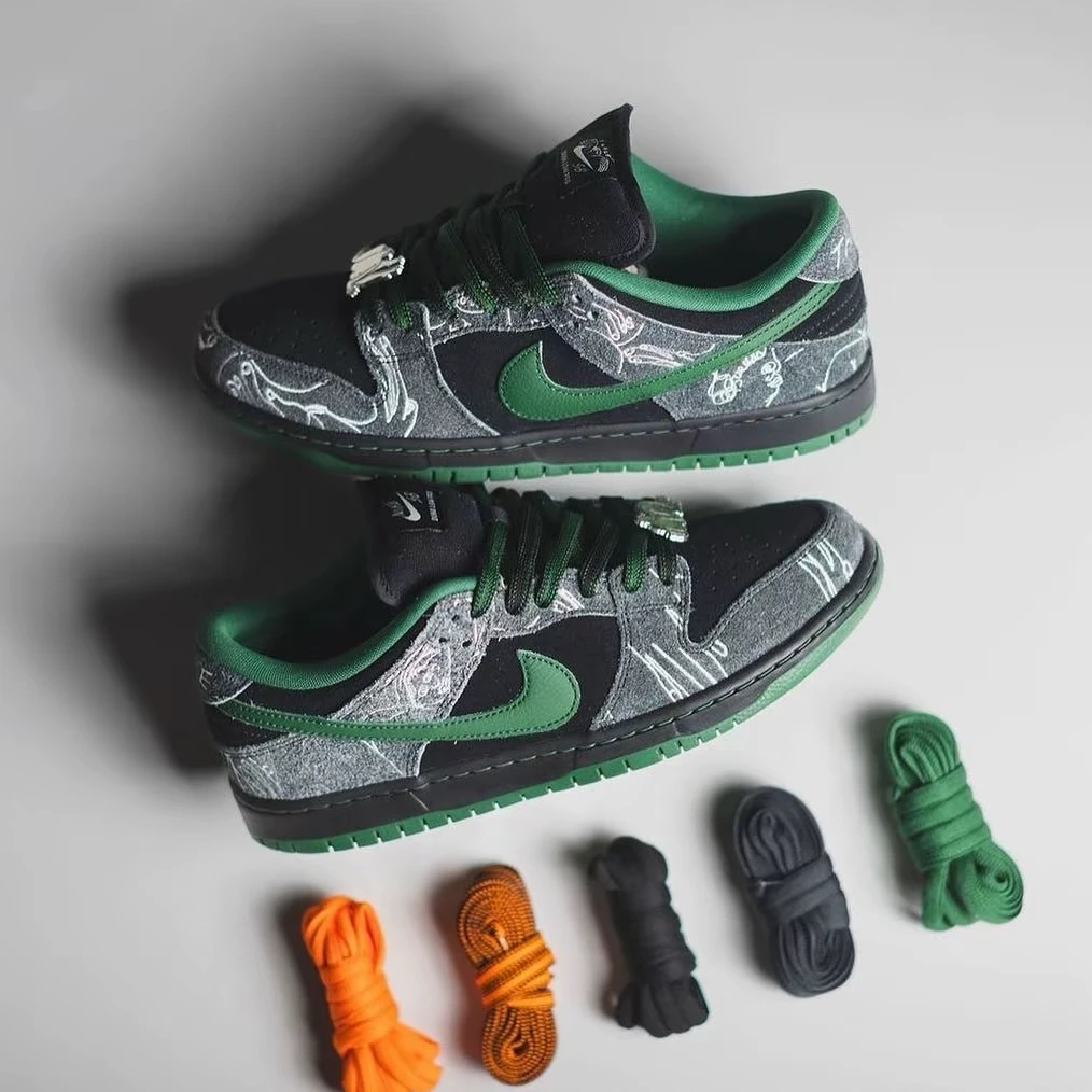 NIKE/耐克Dunk Low黑绿男女舒适轻便低帮复古运动板鞋官方正品