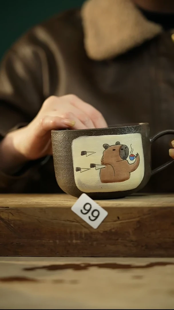 【闪购商品】瓷片设计师手作款 落单系列 咖啡杯