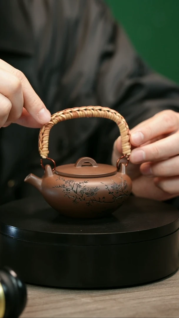 茶壶紫砂和*H1641赵信军竹编梅花提梁