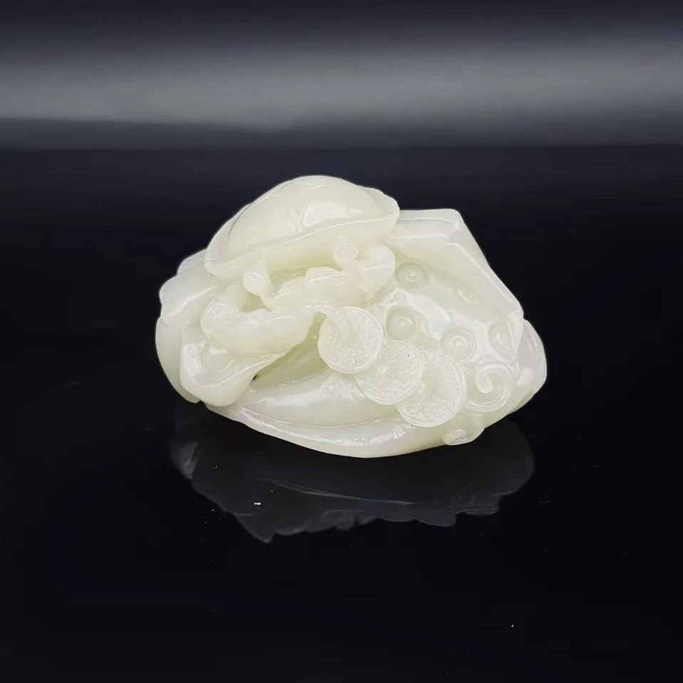 和田玉黄口八方来财手把2182