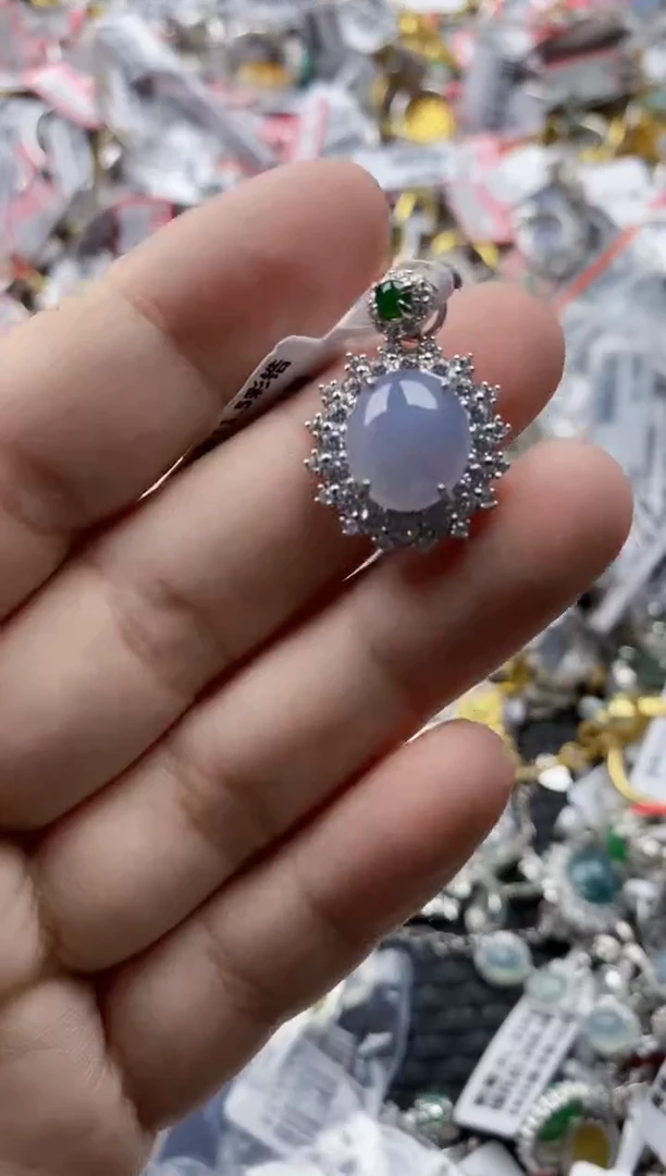 翡翠戒指银S925镶嵌4444---8