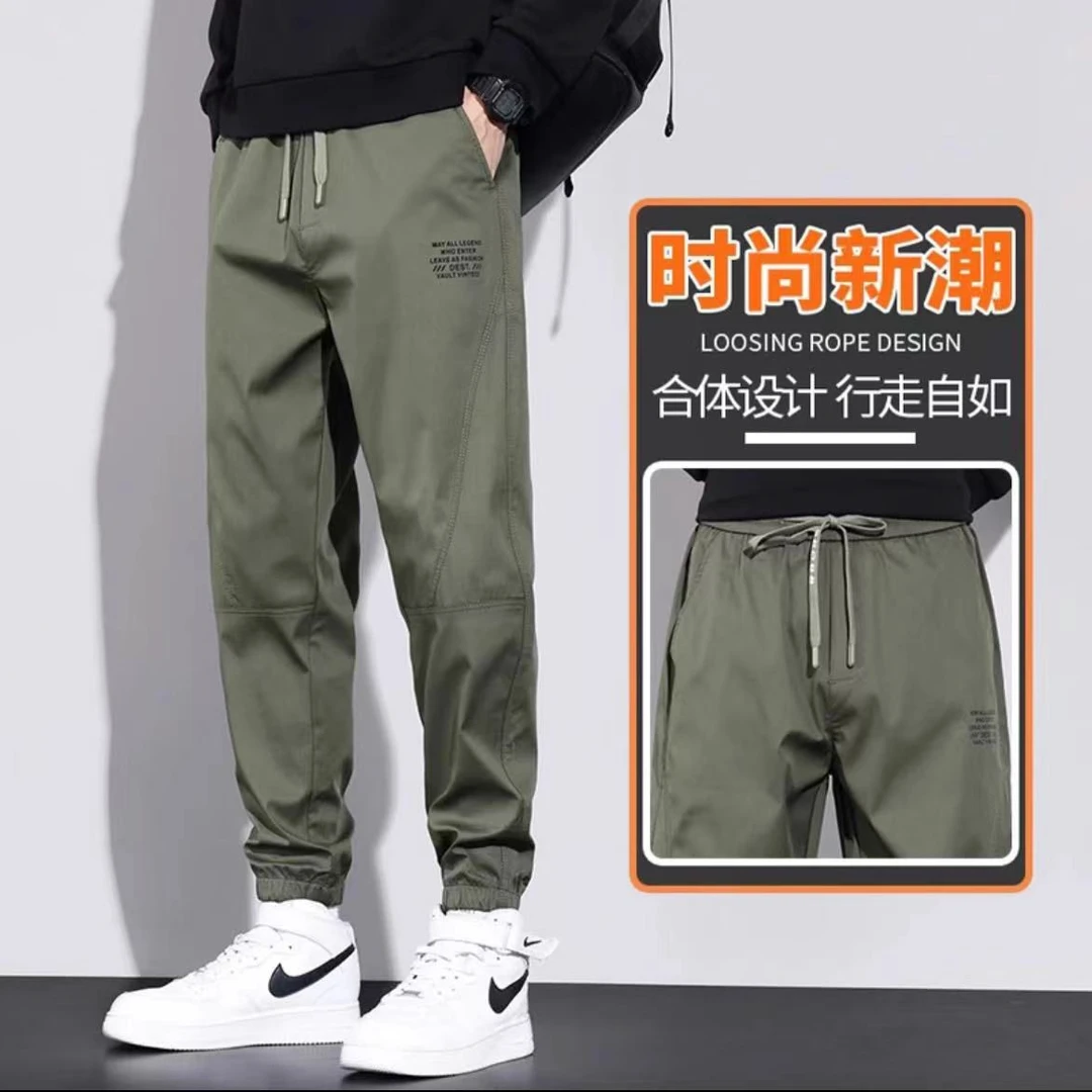 【棉款】夏季薄款休闲裤男士抽绳束脚裤子户外运动男裤子时尚百搭
