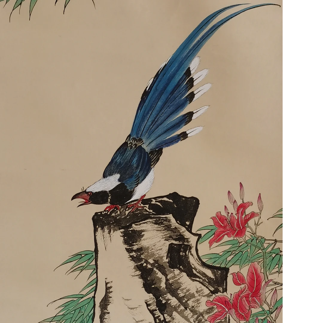 【辽拍】V250709-2-586《花鸟》（3.6平尺）纸本镜片 lj1210