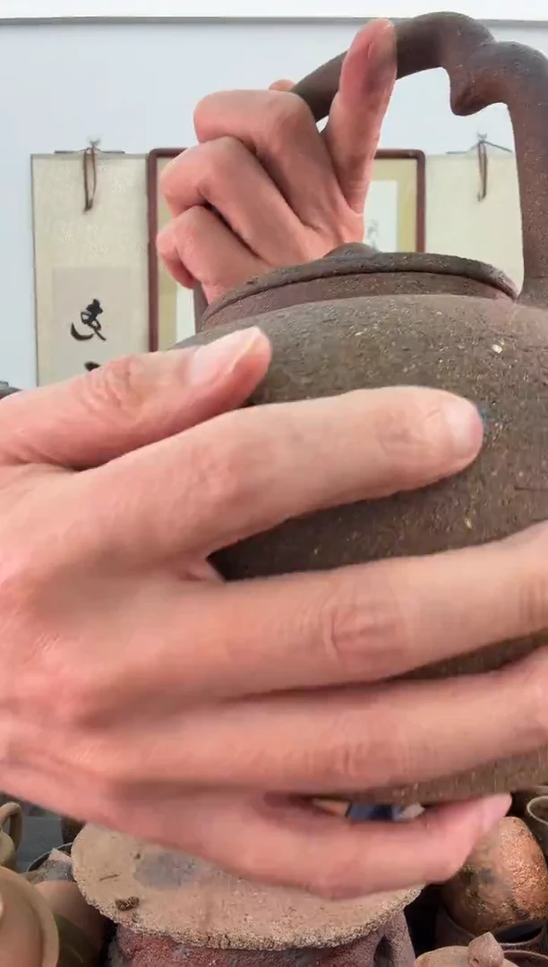 全手工红色一体花把龙蛋提梁壶非遗技艺1.3升