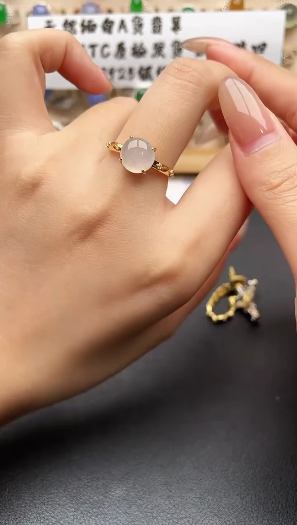 银S925镶嵌戒指翡翠一物一证一礼盒