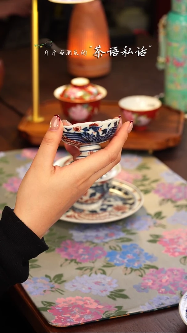 【闪购商品】伴斤茶舍   青花釉里红  双凤  单杯