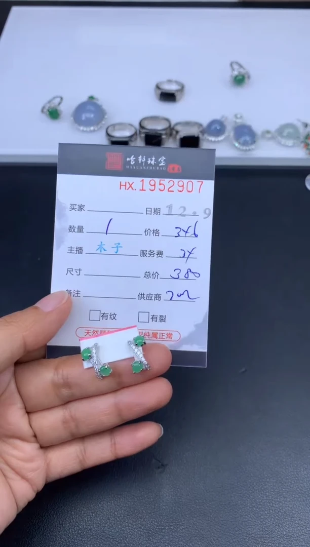 未镶嵌挂件翡翠哈轩 耳饰1对