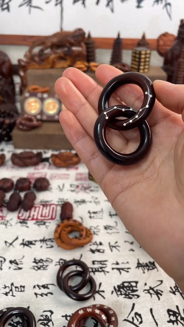 【闪购商品】木枣木玉华镶银六七星小乾坤圈