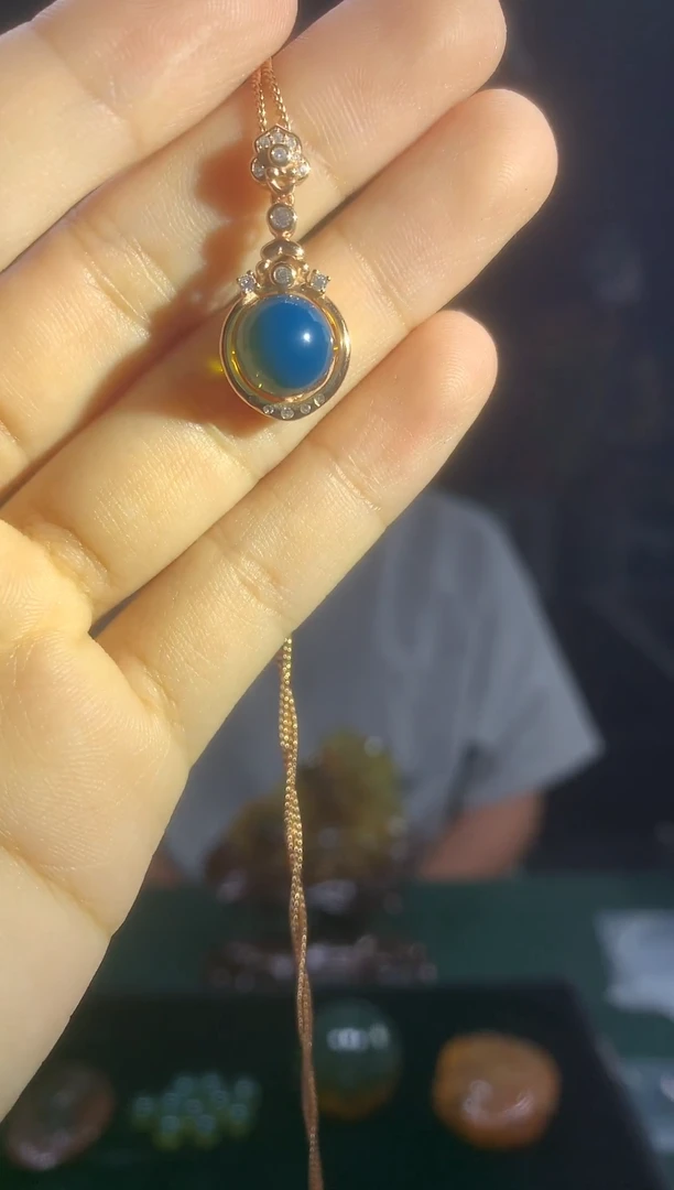 琥珀颈饰银S925镶嵌多米矿工严选