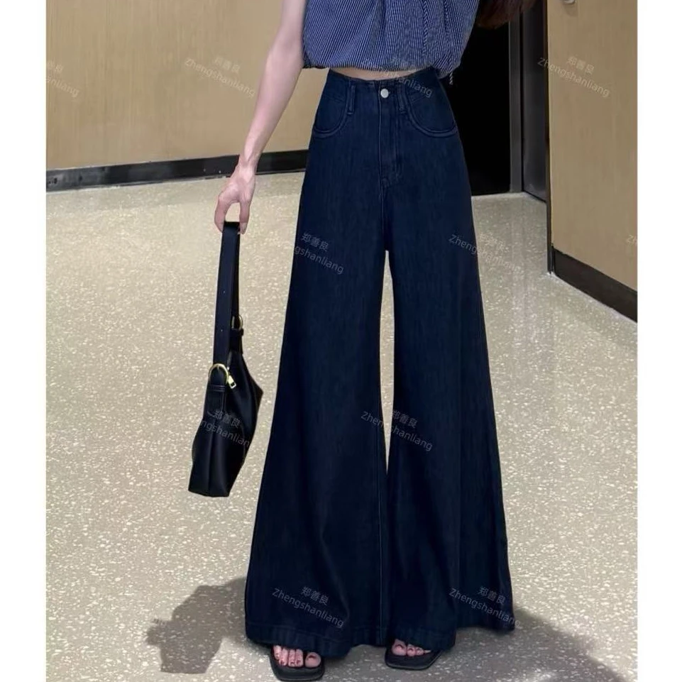 ZSL（怀旧牛仔）夏季显瘦高腰小众宽松气质复古腰间设计感阔腿裤